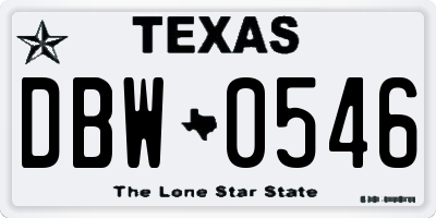 TX license plate DBW0546