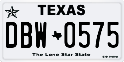 TX license plate DBW0575
