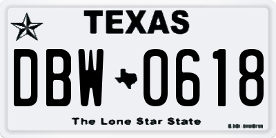 TX license plate DBW0618