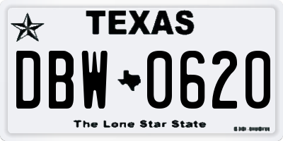 TX license plate DBW0620
