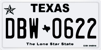 TX license plate DBW0622