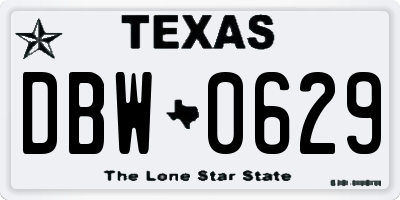TX license plate DBW0629