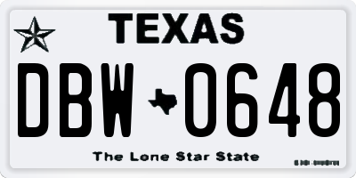 TX license plate DBW0648