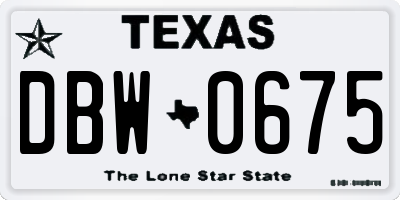 TX license plate DBW0675