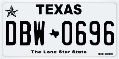 TX license plate DBW0696