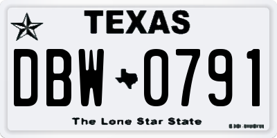 TX license plate DBW0791