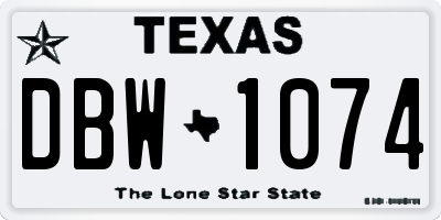 TX license plate DBW1074