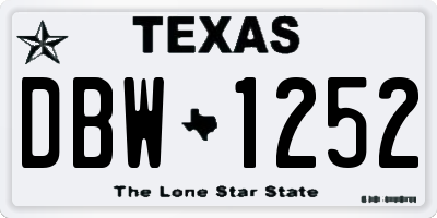 TX license plate DBW1252
