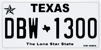 TX license plate DBW1300