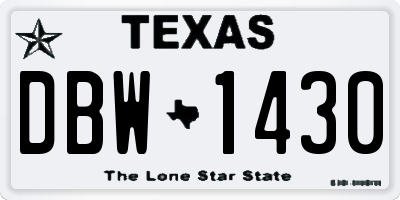 TX license plate DBW1430