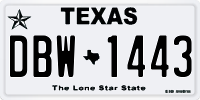 TX license plate DBW1443