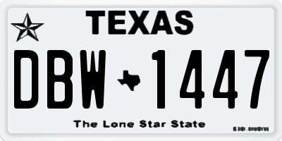 TX license plate DBW1447