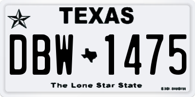 TX license plate DBW1475