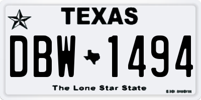 TX license plate DBW1494