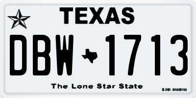 TX license plate DBW1713