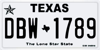 TX license plate DBW1789