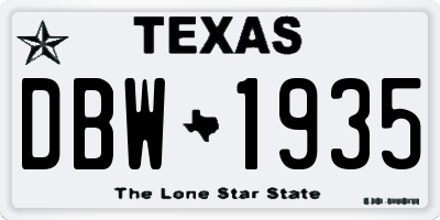 TX license plate DBW1935