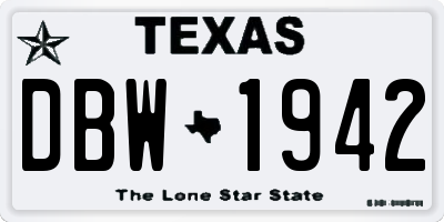 TX license plate DBW1942
