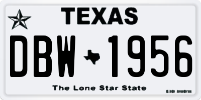 TX license plate DBW1956