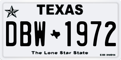 TX license plate DBW1972