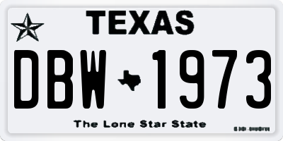 TX license plate DBW1973