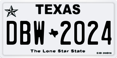 TX license plate DBW2024