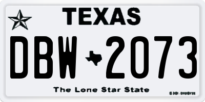 TX license plate DBW2073