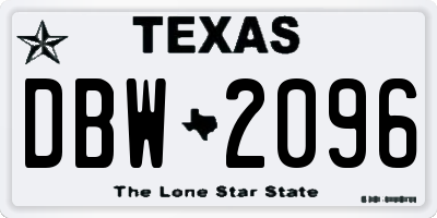 TX license plate DBW2096