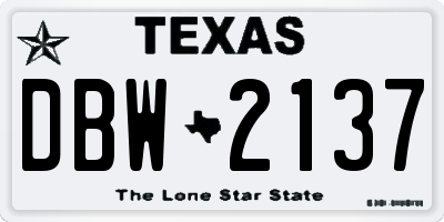 TX license plate DBW2137