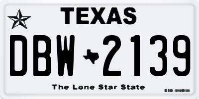 TX license plate DBW2139