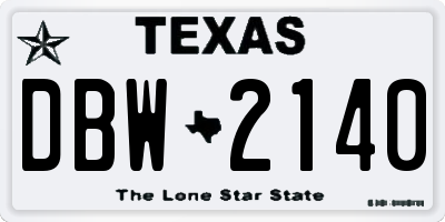 TX license plate DBW2140