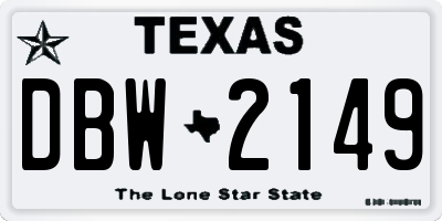 TX license plate DBW2149