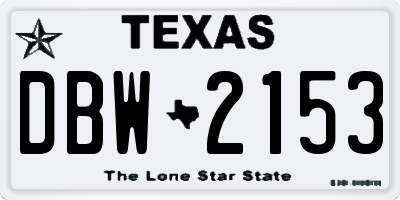 TX license plate DBW2153