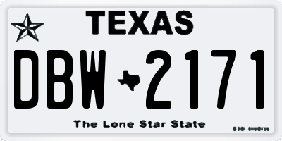 TX license plate DBW2171