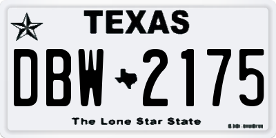 TX license plate DBW2175