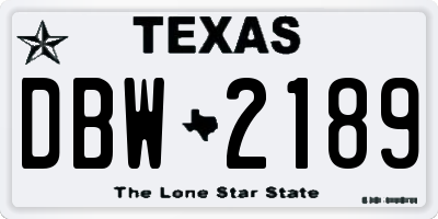 TX license plate DBW2189