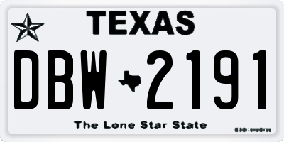 TX license plate DBW2191