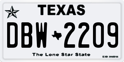 TX license plate DBW2209