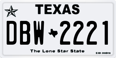 TX license plate DBW2221