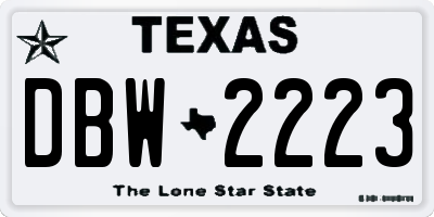 TX license plate DBW2223