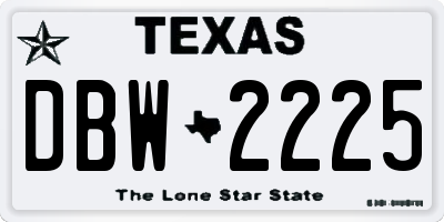 TX license plate DBW2225