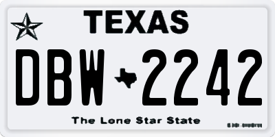TX license plate DBW2242