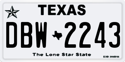 TX license plate DBW2243