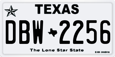 TX license plate DBW2256