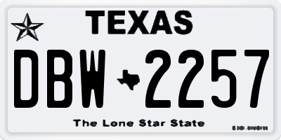 TX license plate DBW2257