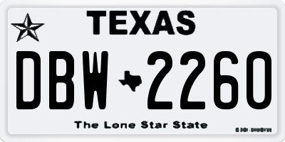 TX license plate DBW2260