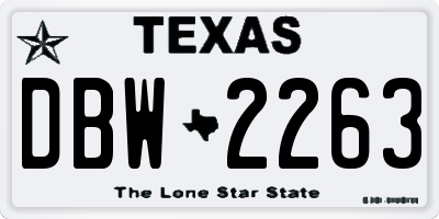 TX license plate DBW2263