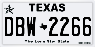 TX license plate DBW2266