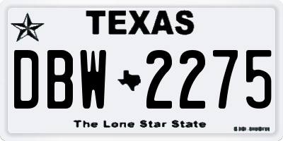 TX license plate DBW2275