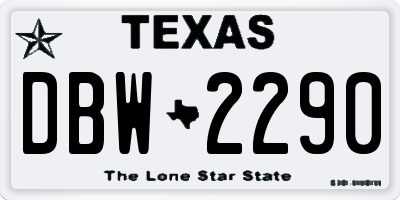 TX license plate DBW2290